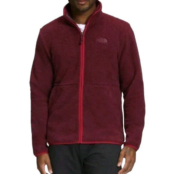 The North Face Mens Dunraven Sherpa Full-Zip Jacket Sz L Red Fleece Outdoor - Picture 1 of 9